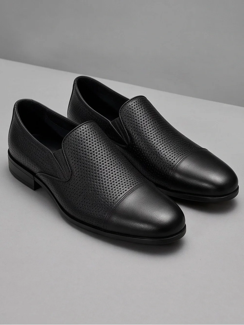 Casadei Men’s Black Perforated Very Soft Leather Slip-On Comfort Summer Loafers